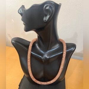 Swarovski Stardust Deluxe Crystal Filled Rose Gold Fishnet Tube Necklace